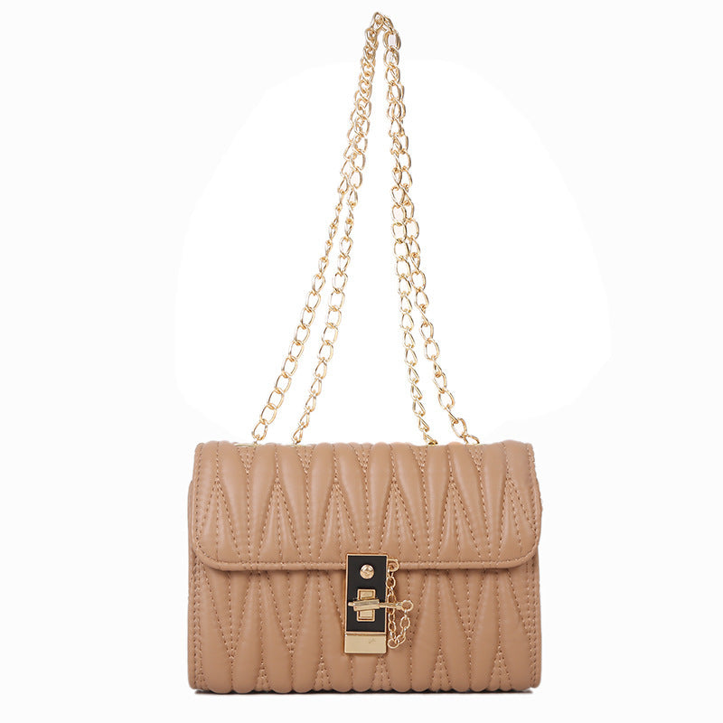 Solid Color Pleated Small Square All-match Simple Chain Shoulder bag