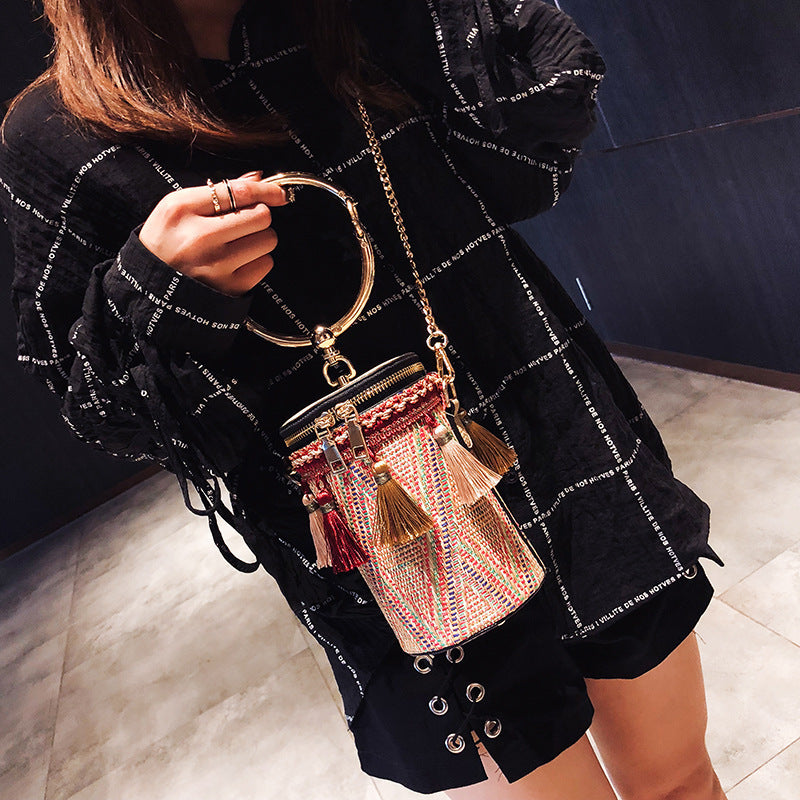 Handbag Designer Retro Weave Feather Tassel lady