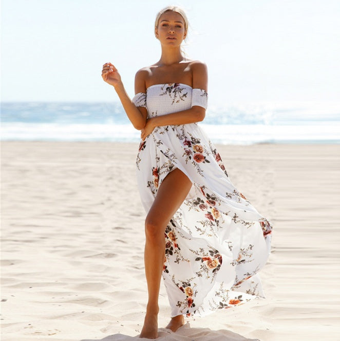 Boho style long dress women Off shoulder