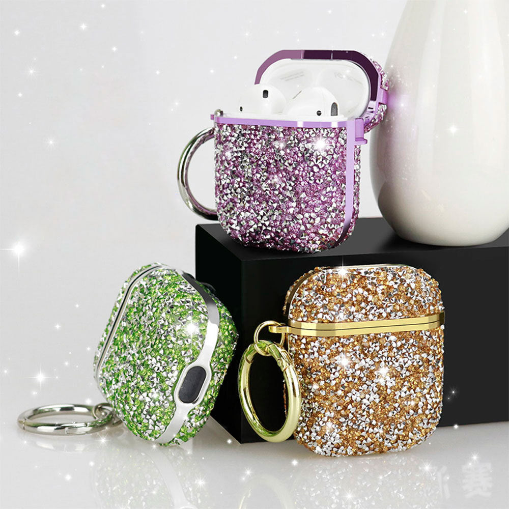 Electroplating diamond-studded bluetooth luxury airpods case