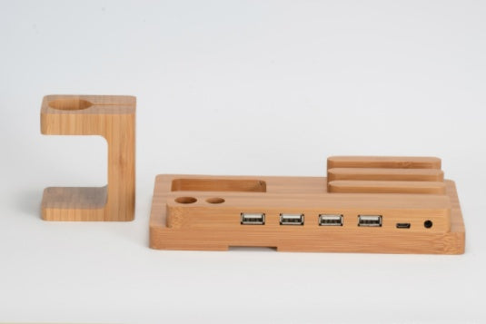 Compatible with Apple, Bamboo, wooden bracket multi-function flat cell phone base