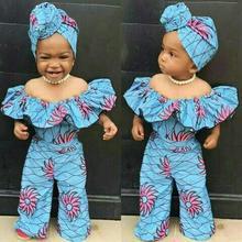 Girls Outfit 2 Piece Jumpsuit and Headband African Style