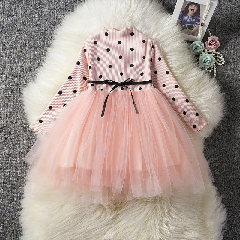 Girls Long Sleeve Tutu Lace Dress