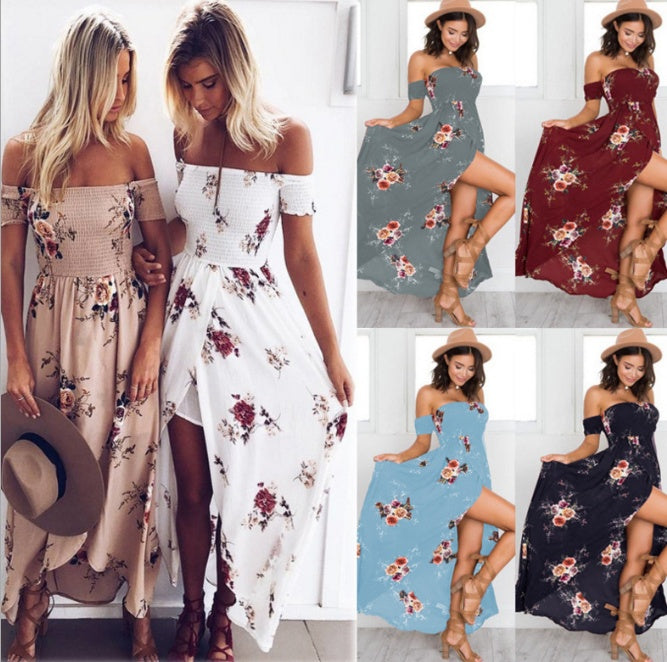 Boho style long dress women Off shoulder