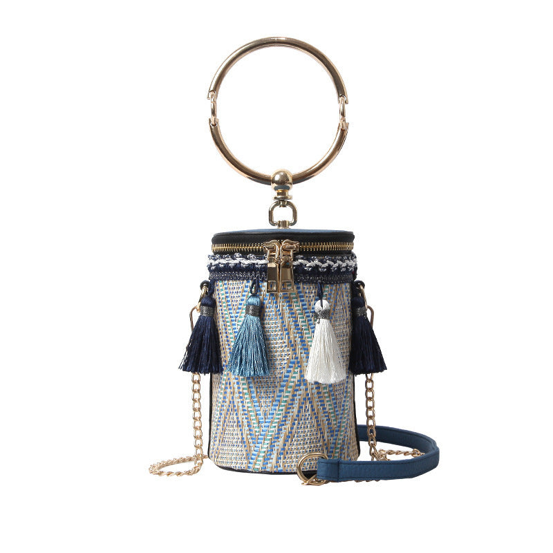 Handbag Designer Retro Weave Feather Tassel lady