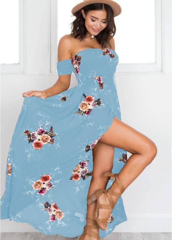 Boho style long dress women Off shoulder