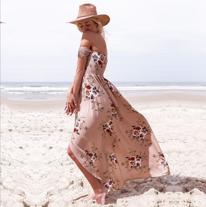 Boho style long dress women Off shoulder