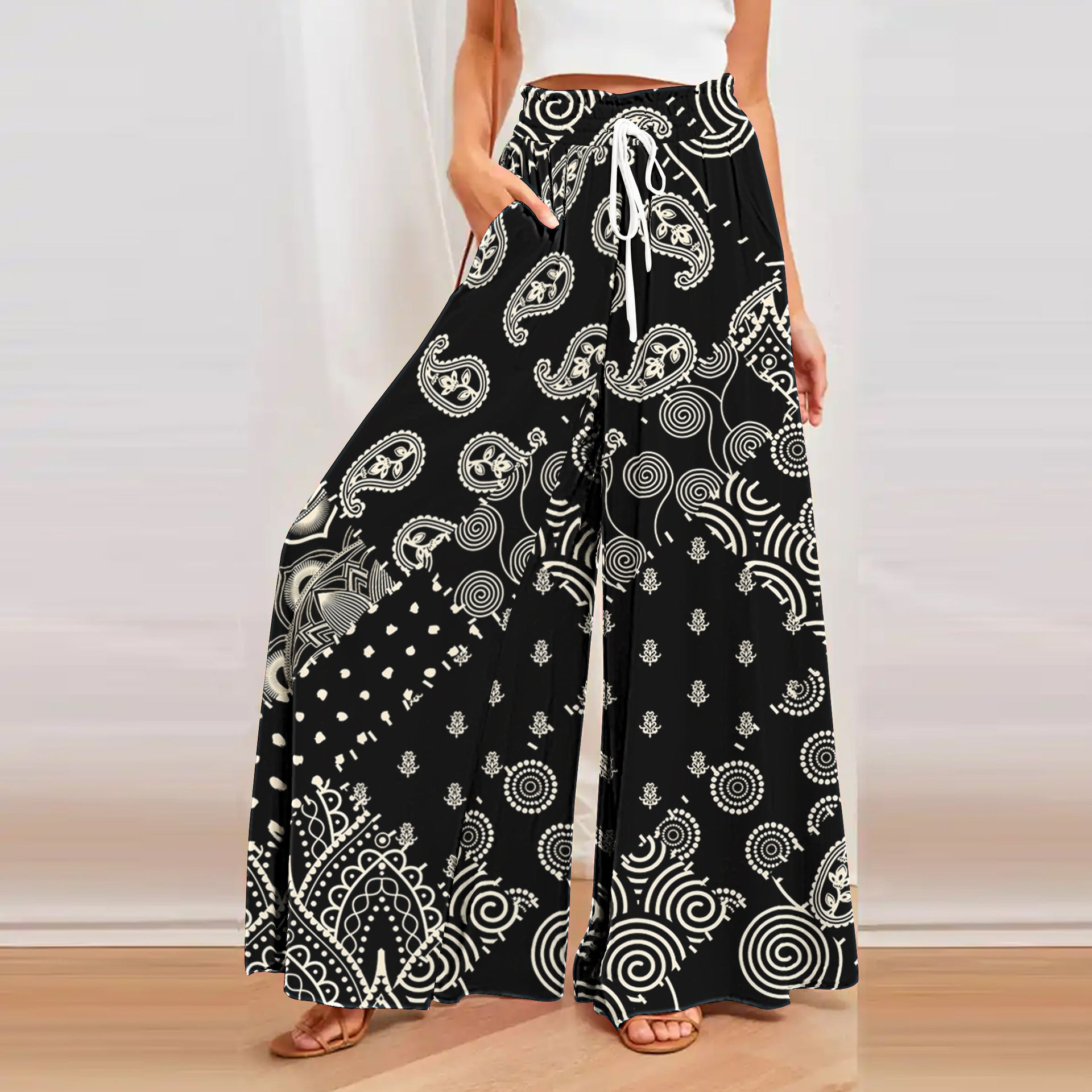 Bamboo Cotton 3D Wide Leg Culottes Loose Women's Wear