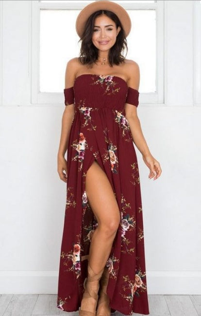 Boho style long dress women Off shoulder