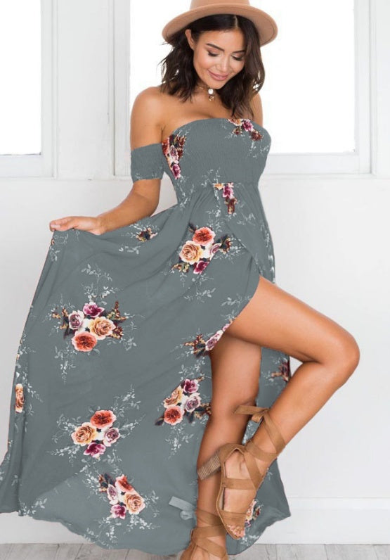 Boho style long dress women Off shoulder