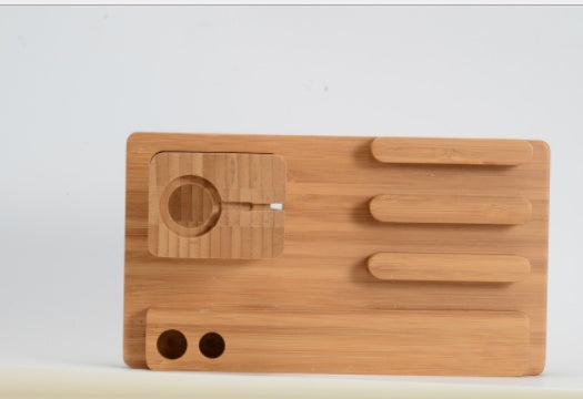 Compatible with Apple, Bamboo, wooden bracket multi-function flat cell phone base