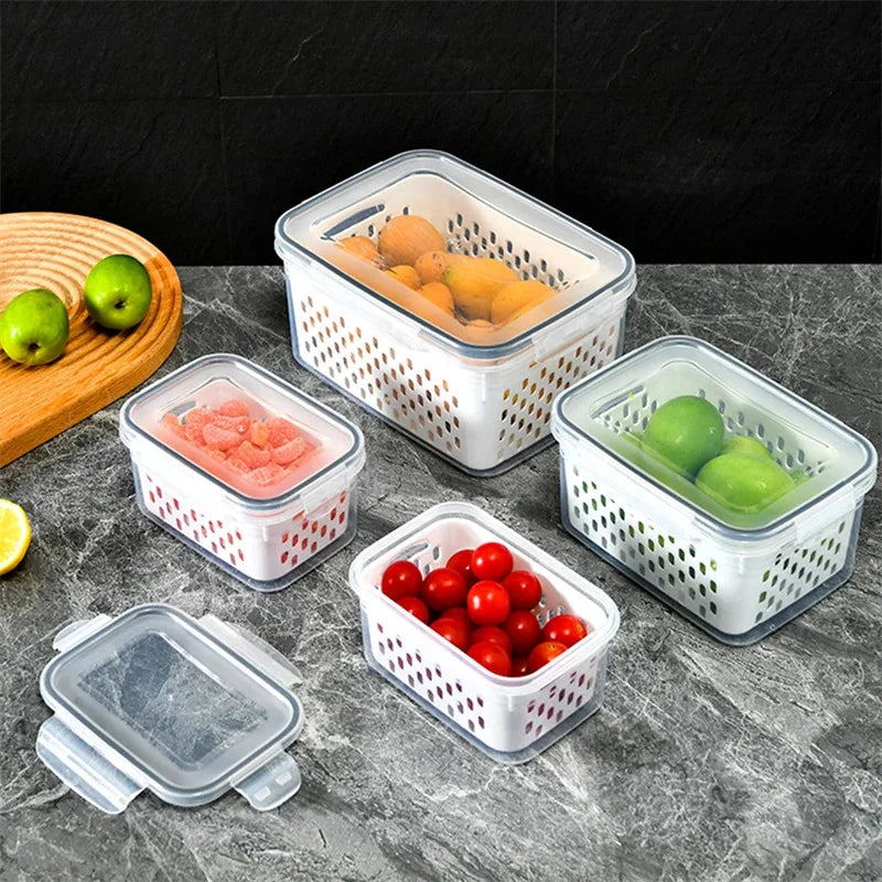 Refrigerator Preservation Box Transparent Double-layer Box set