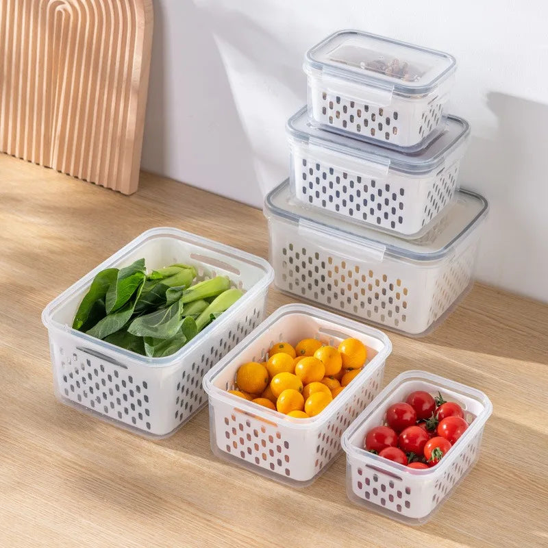 Refrigerator Preservation Box Transparent Double-layer Box set