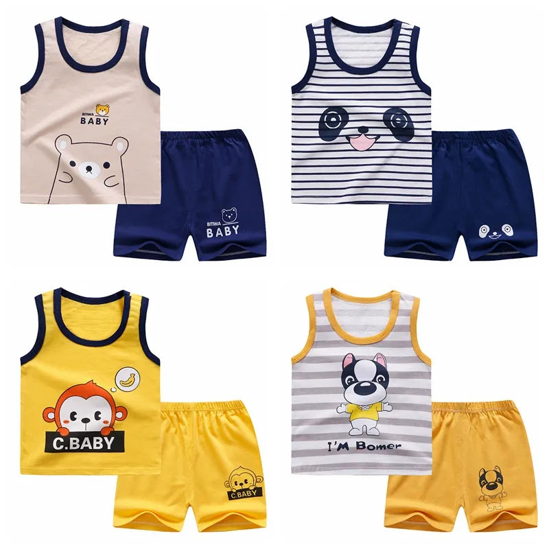 Casual Tracksuit  Pure Cotton Clothing Summer  T-shirts + Pants For Kids Sports Outfit