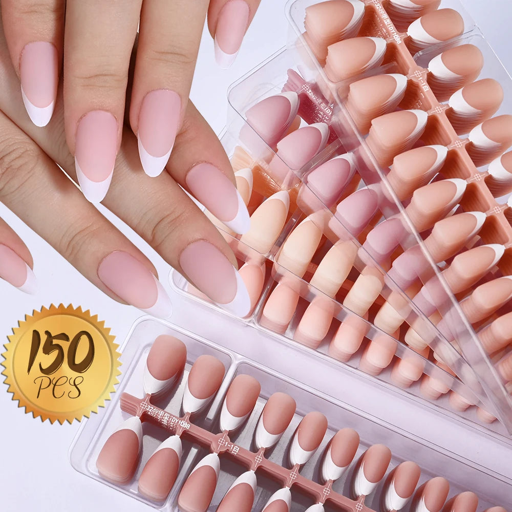 150Pcs Matte Press On Nail Tips French