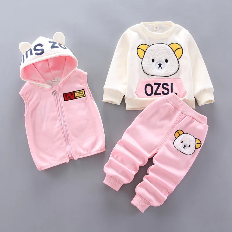 Warm Hooded Kids Tracksuit Clothes Set