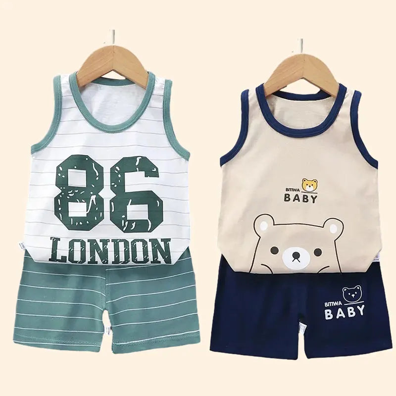 Children's Clothing set baby Cotton T-Shirts Shorts Tank Top Sleeveless