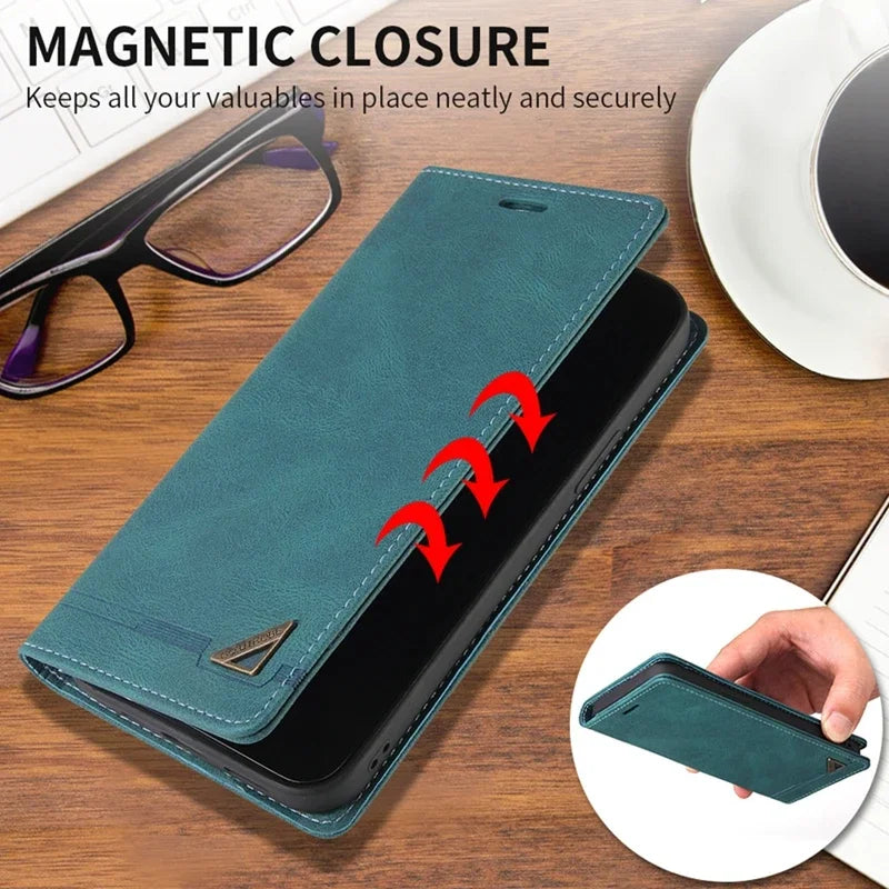 Anti-theft Flip Leather Wallet Case For Samsung Galaxy