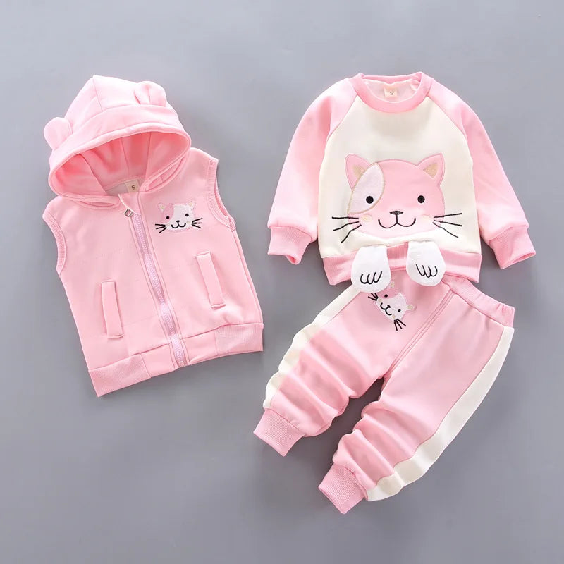 Warm Hooded Kids Tracksuit Clothes Set