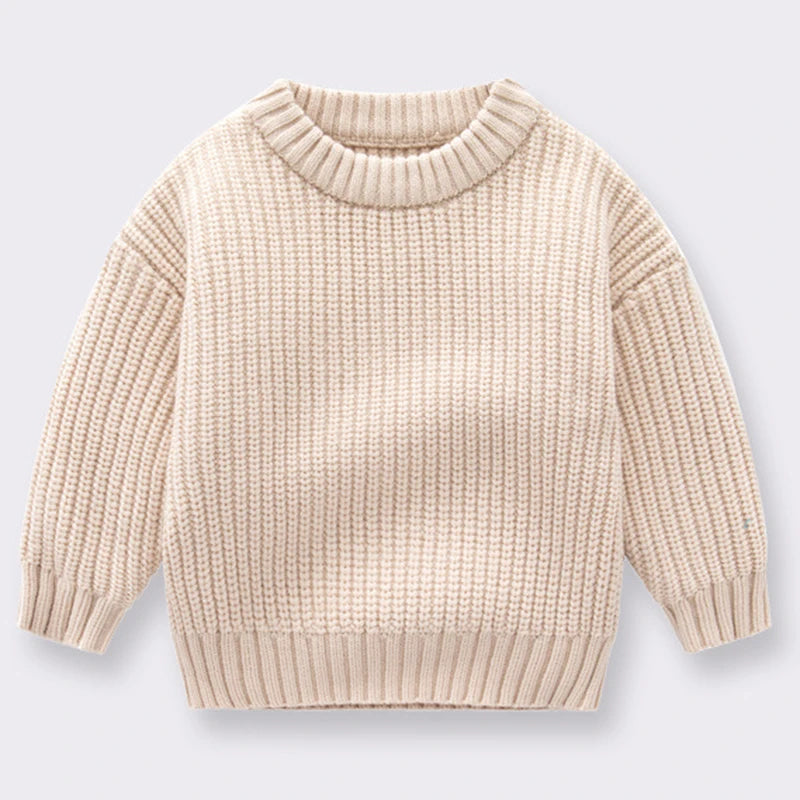 Long Sleeve Pure Color Knit Sweater for Kids