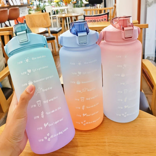 Water Bottle 2 Liter Stay Hydrated Motivated Leakproof Plastic Sport Bottle Reminder Times Sports Outdoor Fitness Office Indoor
