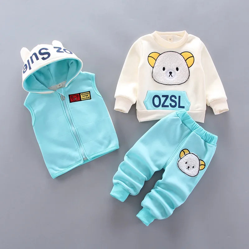 Warm Hooded Kids Tracksuit Clothes Set