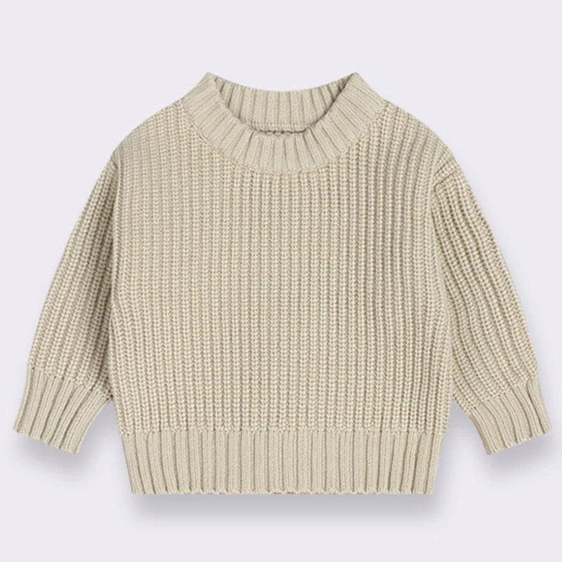 Long Sleeve Pure Color Knit Sweater for Kids