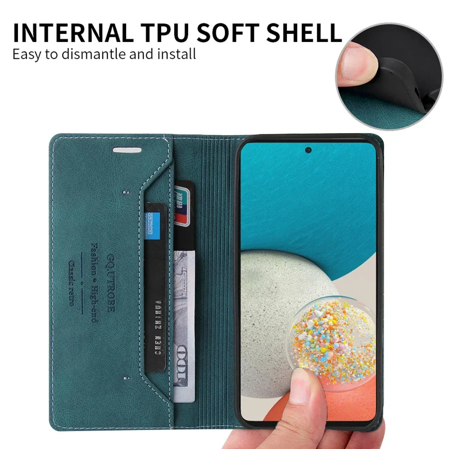 Anti-theft Flip Leather Wallet Case For Samsung Galaxy