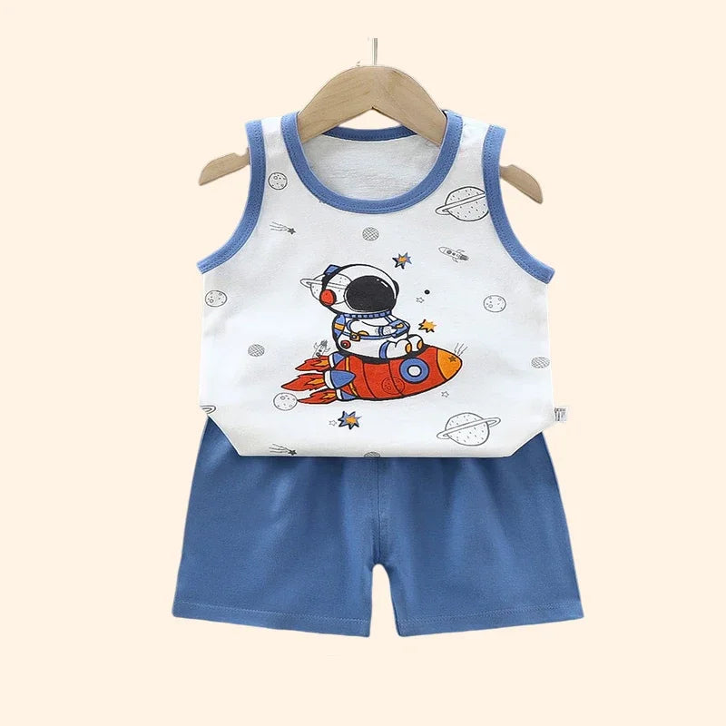 Children's Clothing set baby Cotton T-Shirts Shorts Tank Top Sleeveless