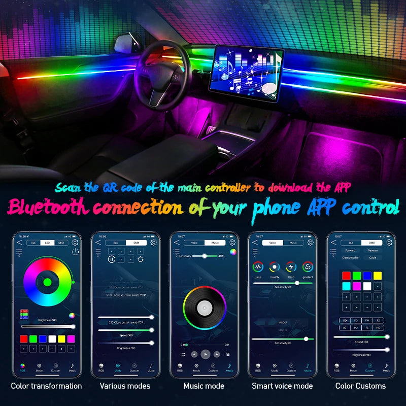 Color Streamer Car Ambient Lights RGB Acrylic Strip