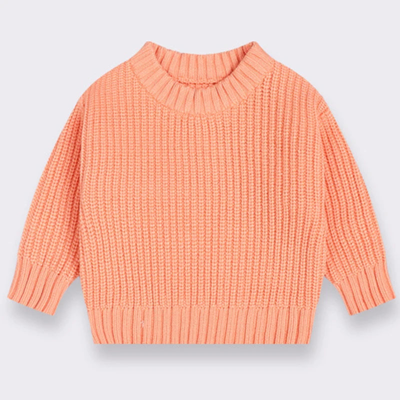 Long Sleeve Pure Color Knit Sweater for Kids