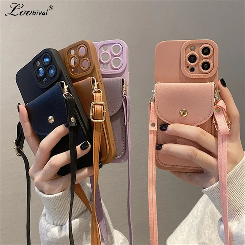 Luxury Card Bag Crossbody Case for iPhone