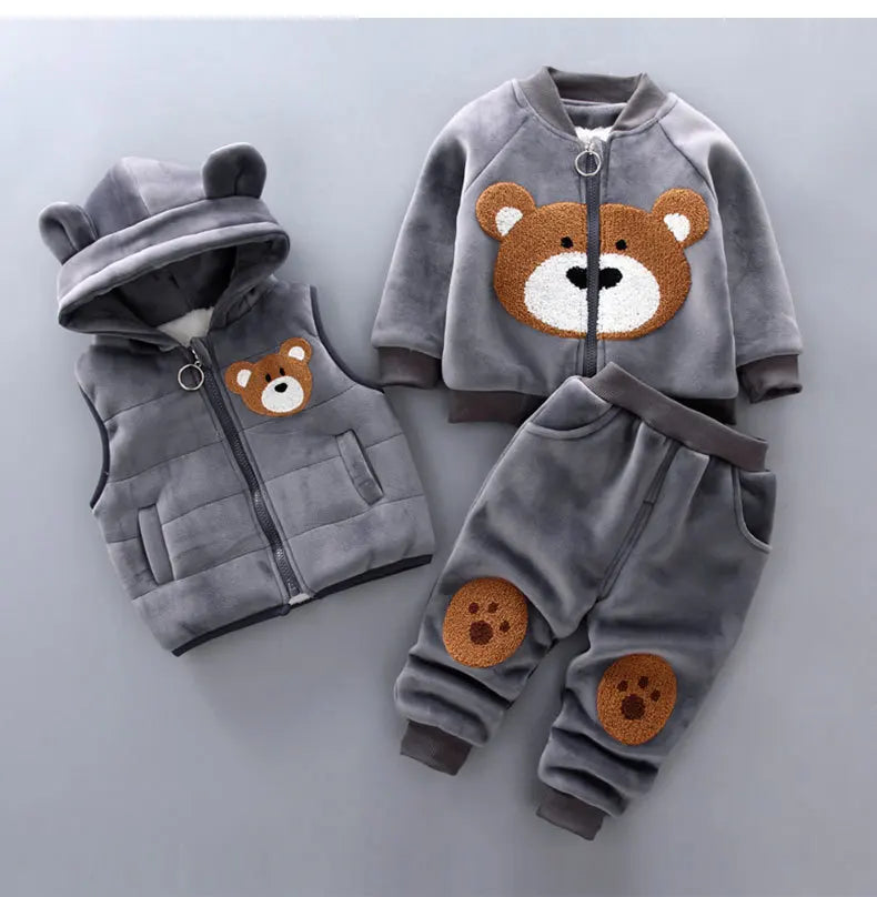 Warm Hooded Kids Tracksuit Clothes Set