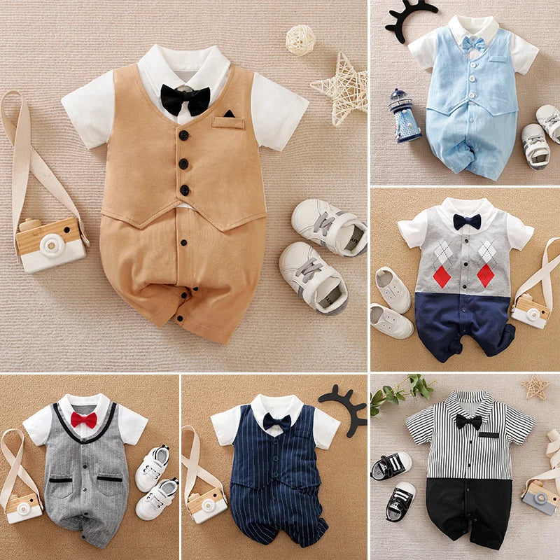 Gentleman Style  Short Sleeved Newborn Clothes