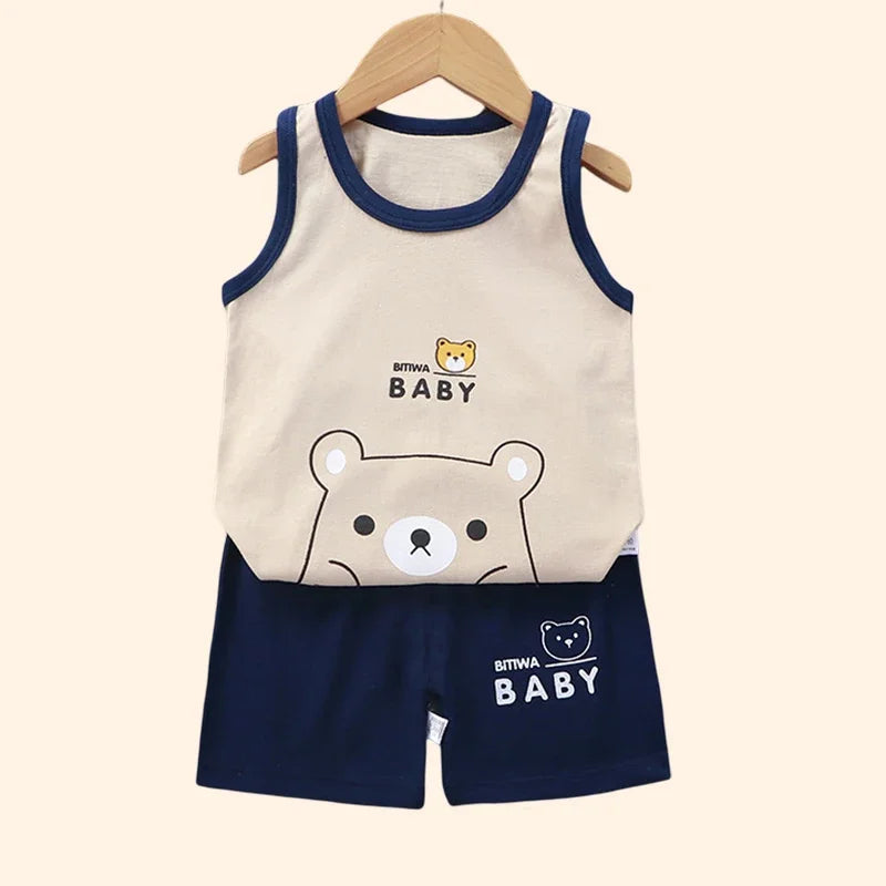 Children's Clothing set baby Cotton T-Shirts Shorts Tank Top Sleeveless