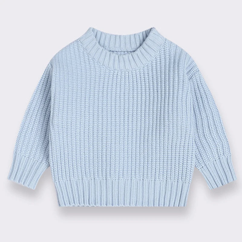 Long Sleeve Pure Color Knit Sweater for Kids