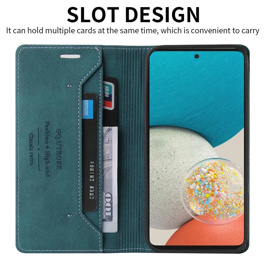 Anti-theft Flip Leather Wallet Case For Samsung Galaxy A02s A03 A05s A13 A14 A15 A24 A25 A34 A35 A52 A53 A54 A55 A6 A7 A8 2018
