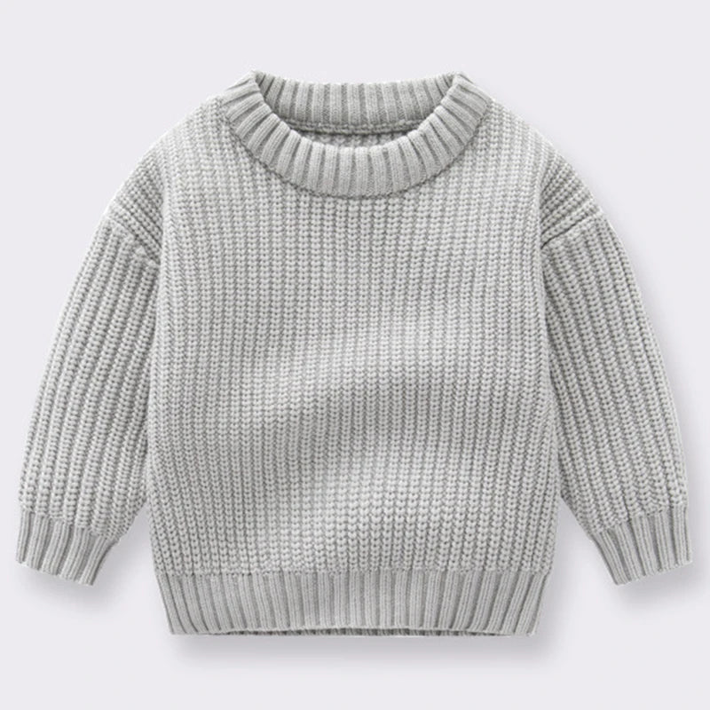 Long Sleeve Pure Color Knit Sweater for Kids