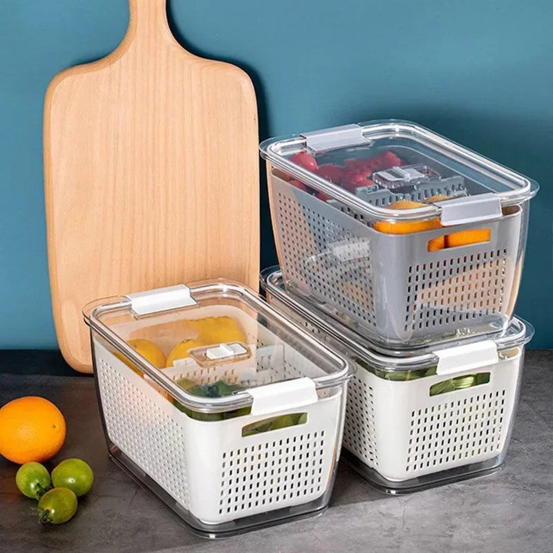 Refrigerator Preservation Box Transparent Double-layer Box set