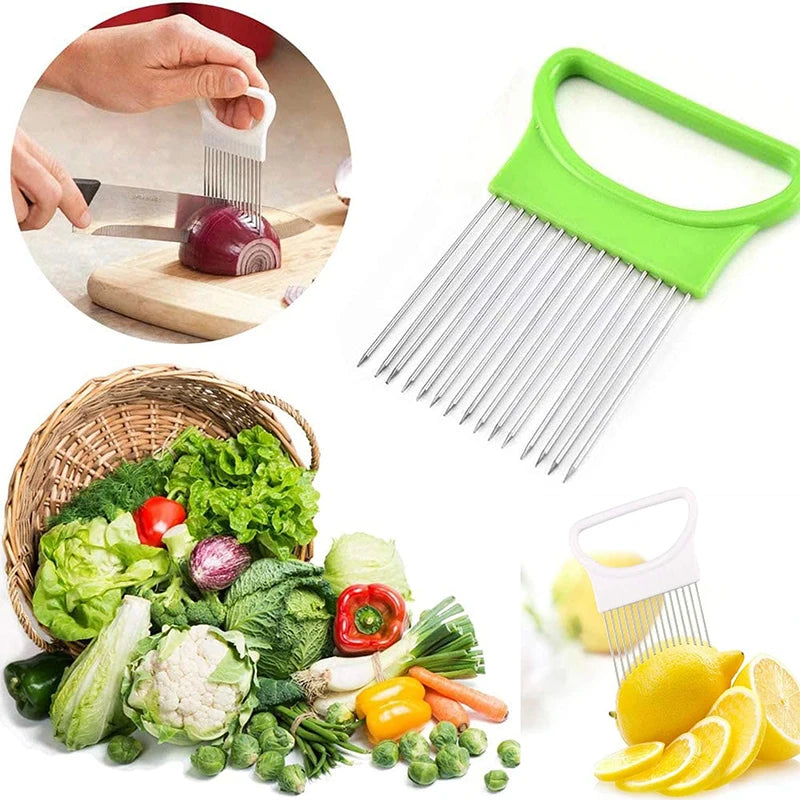 Stainless Steel Onion Holder Slicer Prongs Cutter