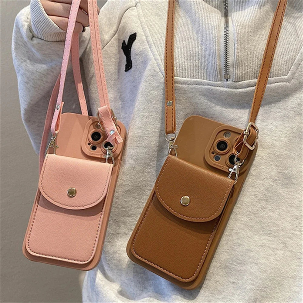 Luxury Card Bag Crossbody Case for iPhone