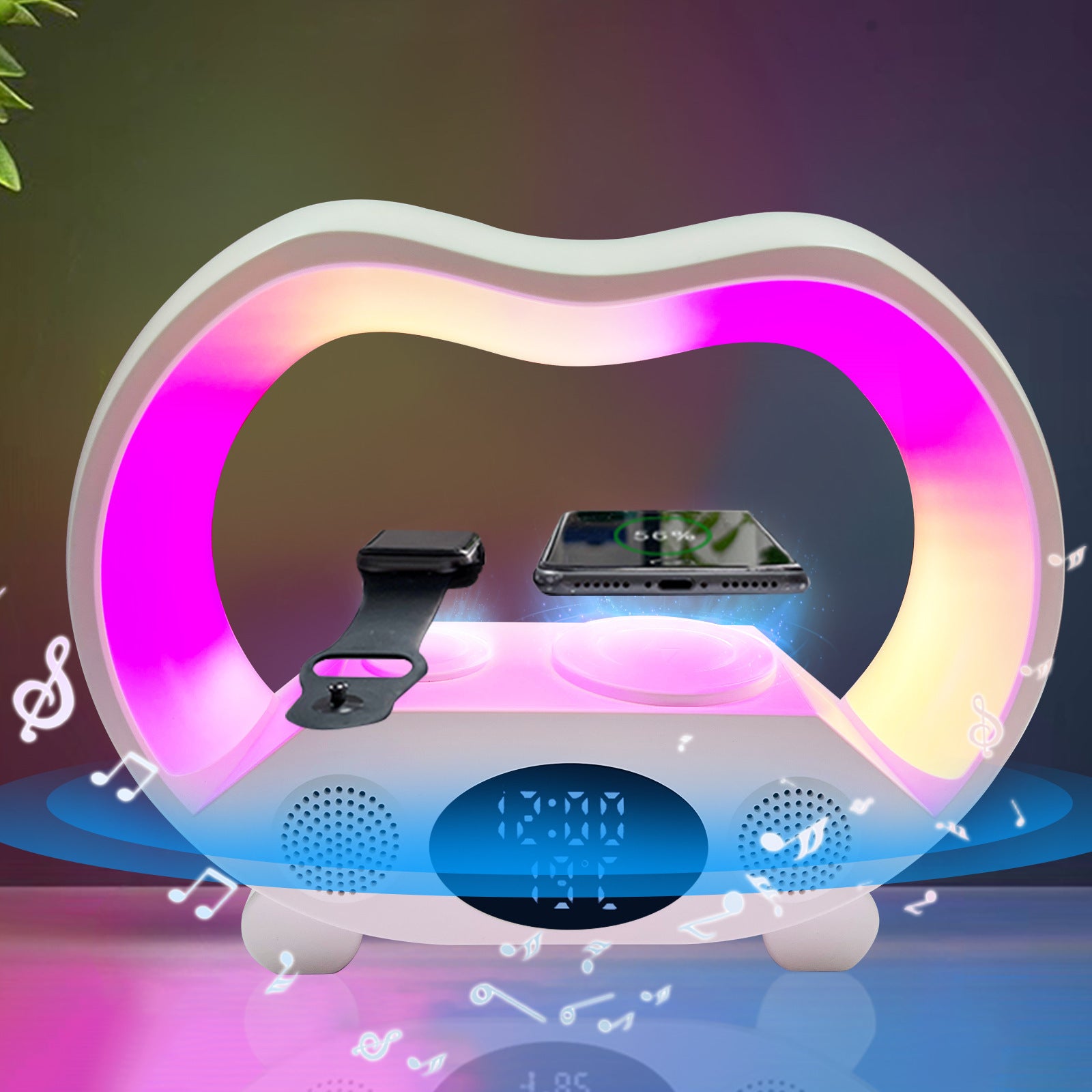 Wireless Charger Remote Control Night Light Bluetooth Speaker 6 in 1