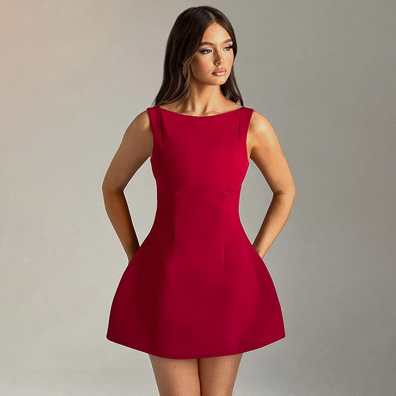 Sexy Slim-fitting Backless Sleeveless Short Dresses