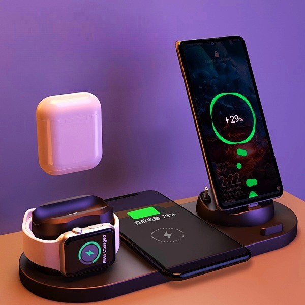 Wireless Charger For IPhone Fast Charger  6 In 1 Charging Dock Station